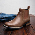 Ankle boots with side zip and cushioned sole - Brown