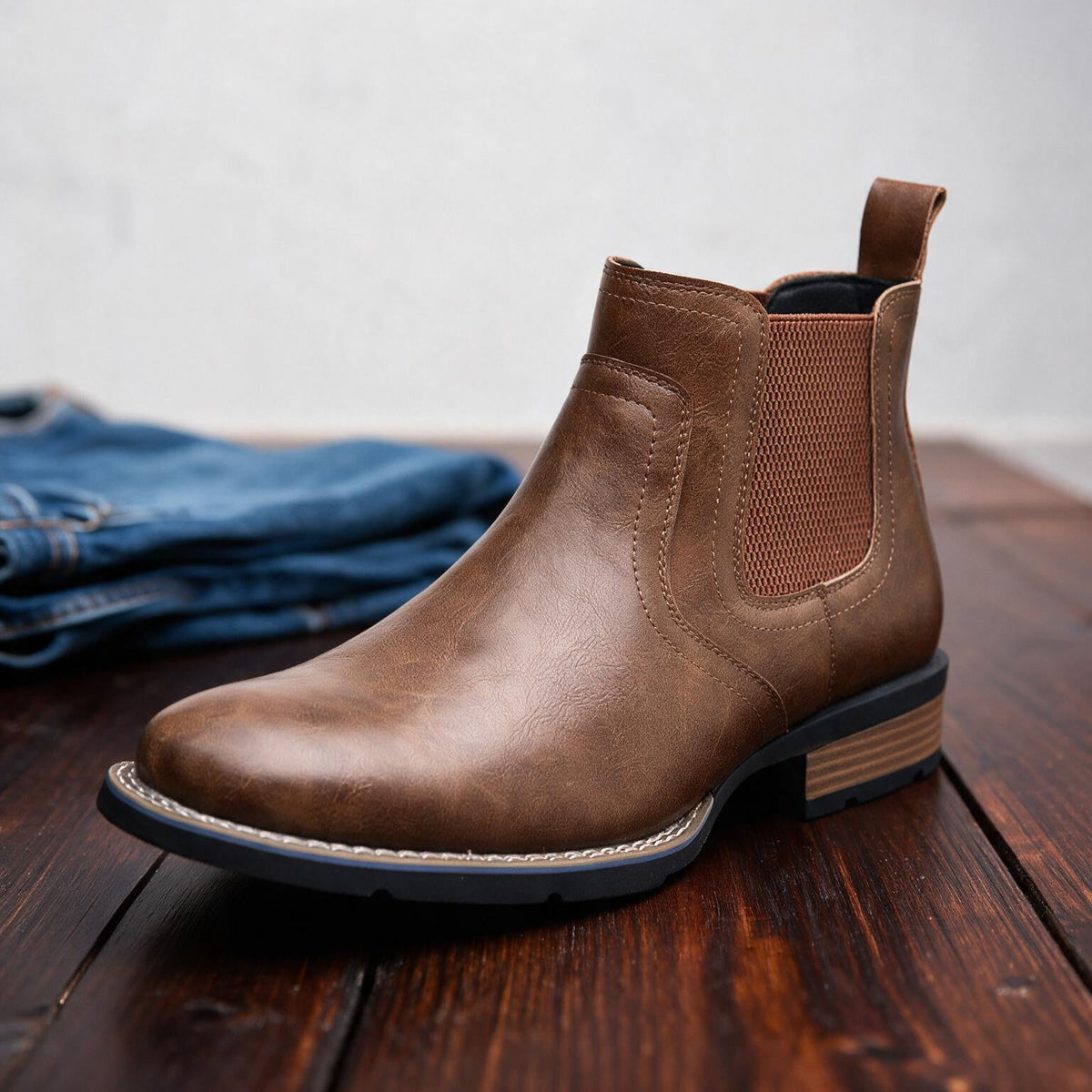 Ankle boots with side zip and cushioned sole - Brown