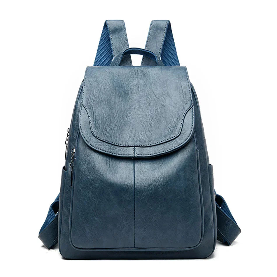 Backpack with laptop compartment and adjustable padded straps - White Blue
