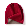 Cashmere beanie hat with double-layer knit - Red