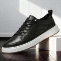 Leather Trainers with Cushioned Footbed - Black