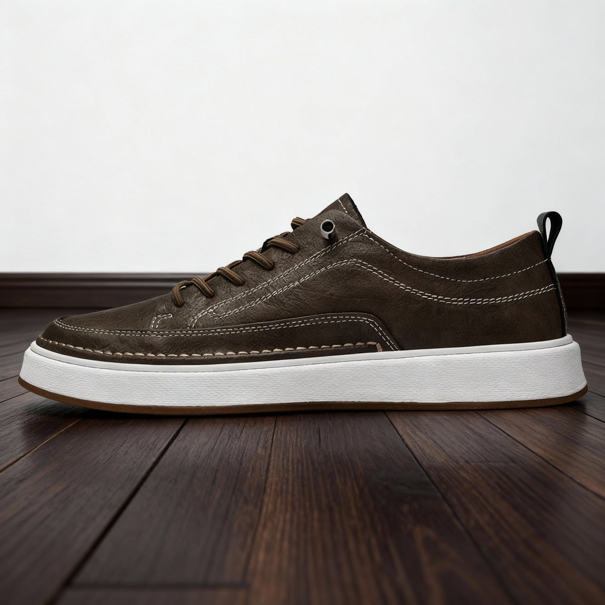 Leather Trainers with Cushioned Footbed