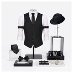 Men's 1920s Gatsby Costume Waistcoat Set with Hat and Accessories