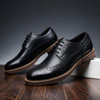 Men's Brogue Derby Shoes Lace-Up Cushioned Orthopaedic Comfort Sole - Black