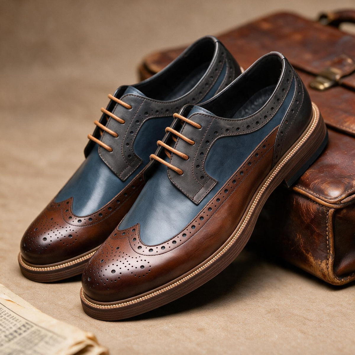 Men's Brogue Derby Shoes Lace-Up Cushioned Orthopaedic Comfort Sole