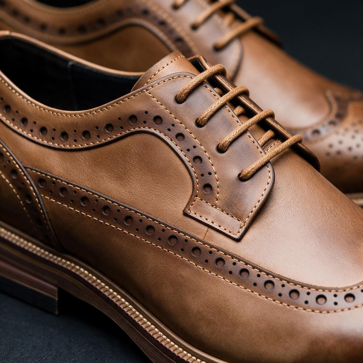 Men's Brogue Derby Shoes Lace-Up Cushioned Orthopaedic Comfort Sole