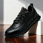 Men's Brogue Trainers with Perforated Detail - Deep Black
