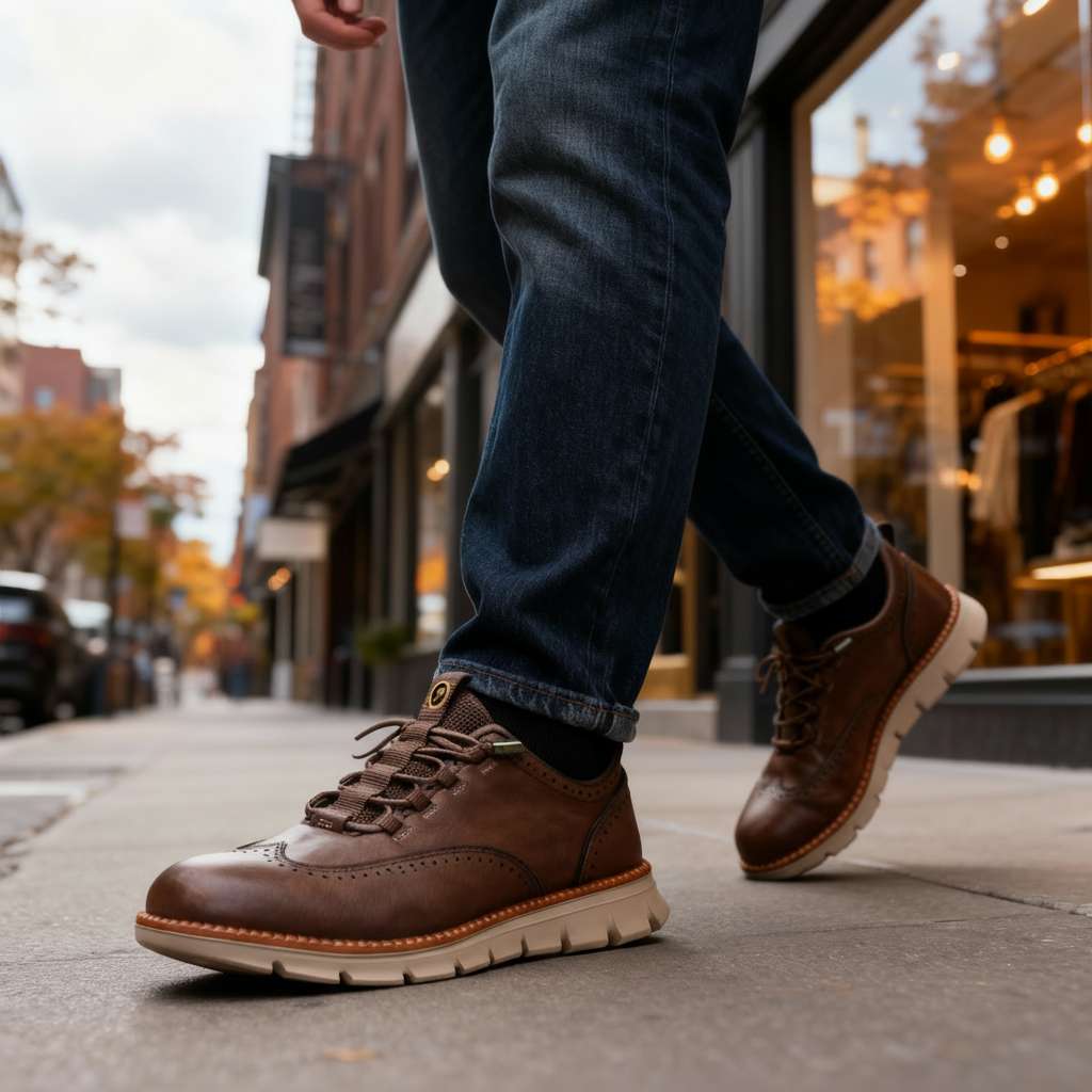 Men's Brogue Trainers with Perforated Detail