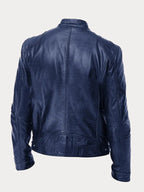 Men's casual leather jacket with multiple pockets