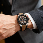 Men's chronograph watch with leather strap
