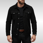 Men's Corduroy Jacket Classic Structured Fit - Black