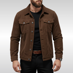 Men's Corduroy Jacket Classic Structured Fit - Dark Brown
