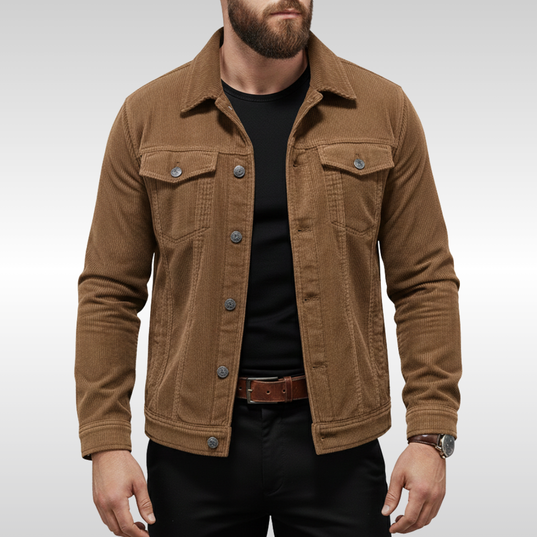 Men's Corduroy Jacket Classic Structured Fit - Light Brown