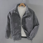 Men's Corduroy Jacket Thermal Insulated Comfort Fit - Grey