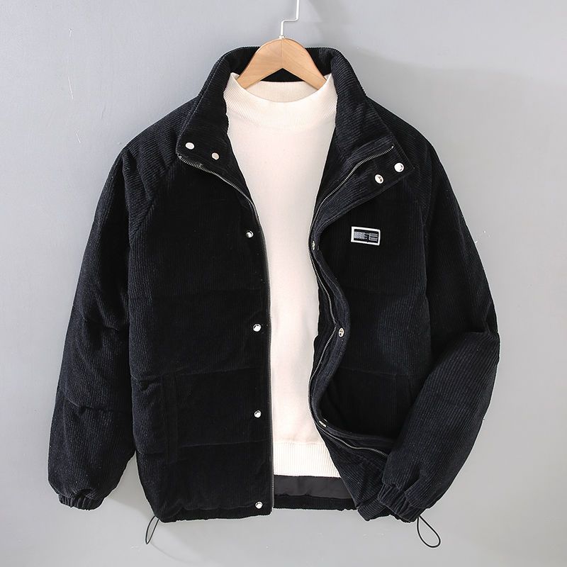 Men's Corduroy Jacket Thermal Insulated Comfort Fit - Black