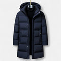 Men's Down Parka Hooded Winter Coat Tailored Fit - Dark Blue