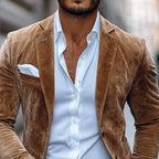 Men's Faux Suede Blazer Slim Fit Single-Breasted