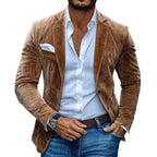 Men's Faux Suede Blazer Slim Fit Single-Breasted