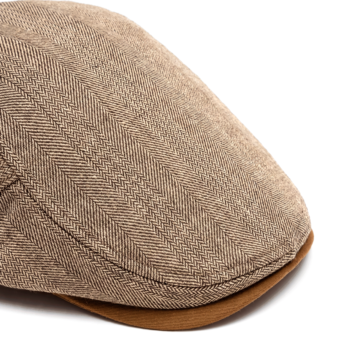 Men's herringbone flat cap in cotton blend with adjustable strap
