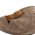Men's herringbone flat cap in cotton blend with adjustable strap
