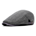 Men's herringbone flat cap in cotton blend with adjustable strap - Dark Grey