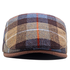 Men's Wool Flat Cap with Plaid Pattern