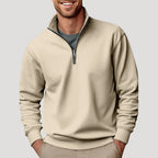Men's Half-Zip Sweatshirt in Cotton Blend - Beige