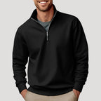 Men's Half-Zip Sweatshirt in Cotton Blend - Black