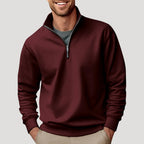 Men's Half-Zip Sweatshirt in Cotton Blend - Brown