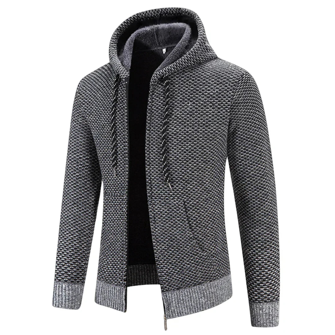 Men's cotton blend hoodie with drawstring hood - Grey