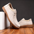 Men's Leather Moc-Toe Work Boots - Off-White