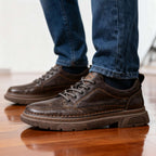 Men's Leather Trainers Cushioned Footbed