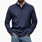 Men's Long Sleeve Polo Shirt Cotton Blend Regular Fit - Navy