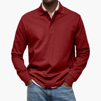 Men's Long Sleeve Polo Shirt Cotton Blend Regular Fit - Red