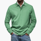 Men's Long Sleeve Polo Shirt Cotton Blend Regular Fit - Green