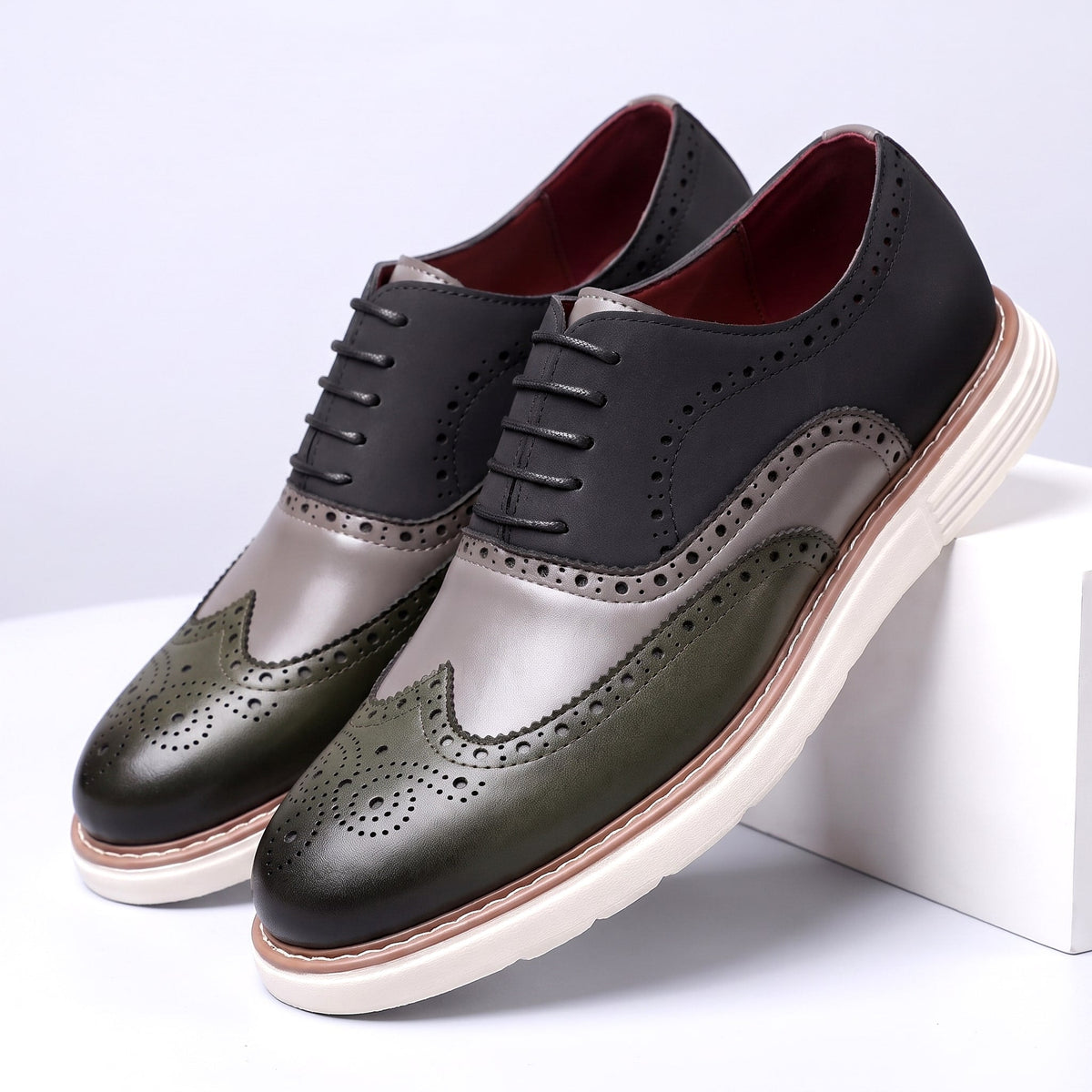 Men's Oxford Shoes Faux Leather Wingtip - Grey