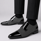 Men's Patent Leather Oxford Shoes with Pointed Toe