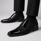 Men's Patent Leather Oxford Shoes with Pointed Toe