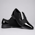 Men's Patent Leather Oxford Shoes with Pointed Toe
