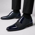 Men's Patent Leather Oxford Shoes with Pointed Toe