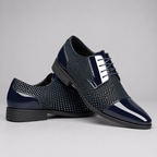 Men's Patent Leather Oxford Shoes with Pointed Toe