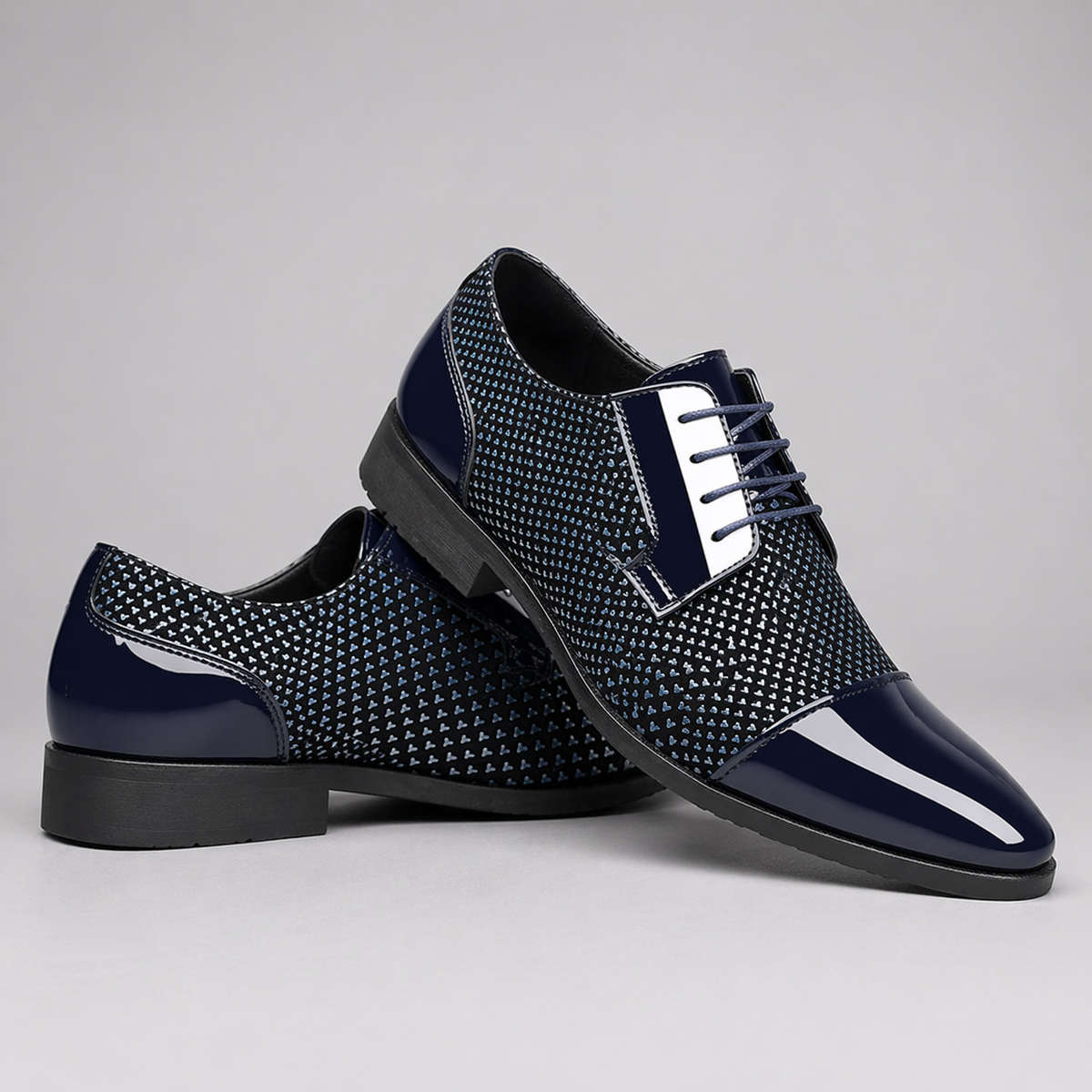 Men's Patent Leather Oxford Shoes with Pointed Toe