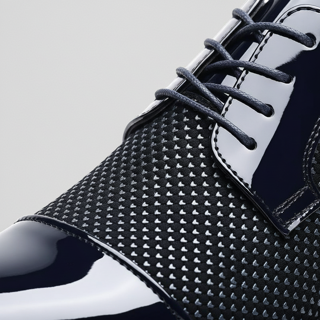 Men's Patent Leather Oxford Shoes with Pointed Toe