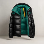 Men's Puffer Jacket with Thick Padding - Black Green