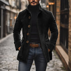 Men's Short Coat Corduroy High Collar Fitted Cut