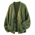 Men's V-Neck Cardigan Relaxed Oversized Fit Knitted Warm - Green