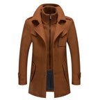 Men's Winter Coat Two-Piece Set with Lined Inner Gilet - Brown