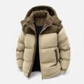 Men's winter jacket with fleece lining and removable hood - Khaki