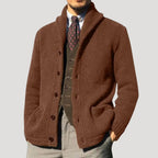 Men's wool cardigan with shawl collar coatigan - Brown