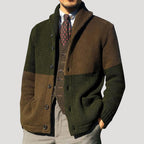 Men's wool cardigan with shawl collar coatigan - Dark Green